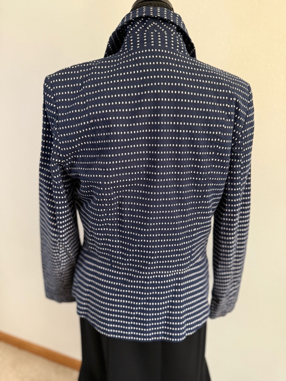 Rafaella Navy Patterned Blazer Women Size 8 Tailored Jacket Work Office - Picture 4 of 9